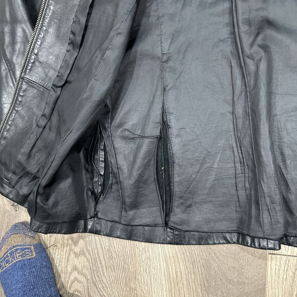 GAP Black Leather Jacket Womens Small Motorcycle Full Zip Y2K Vintage 2001 - Picture 5 of 9